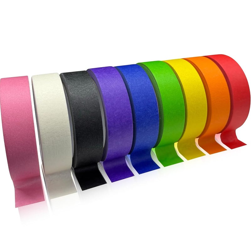 SmaringRobot Colored Painters Tape, Premium Masking Master Tape, Multi-Surface Paint Tape, Removes Easily, Colorful Craft Paper Tape for Wall Painting Art Scrapbook Supplies (0.94 Inch Wide, 198yd =0.94IN*22yd*9) - Image 1